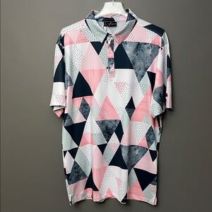 Yatta Golf Pink and Black Geometric Polo Shirt - Size XL - NWT